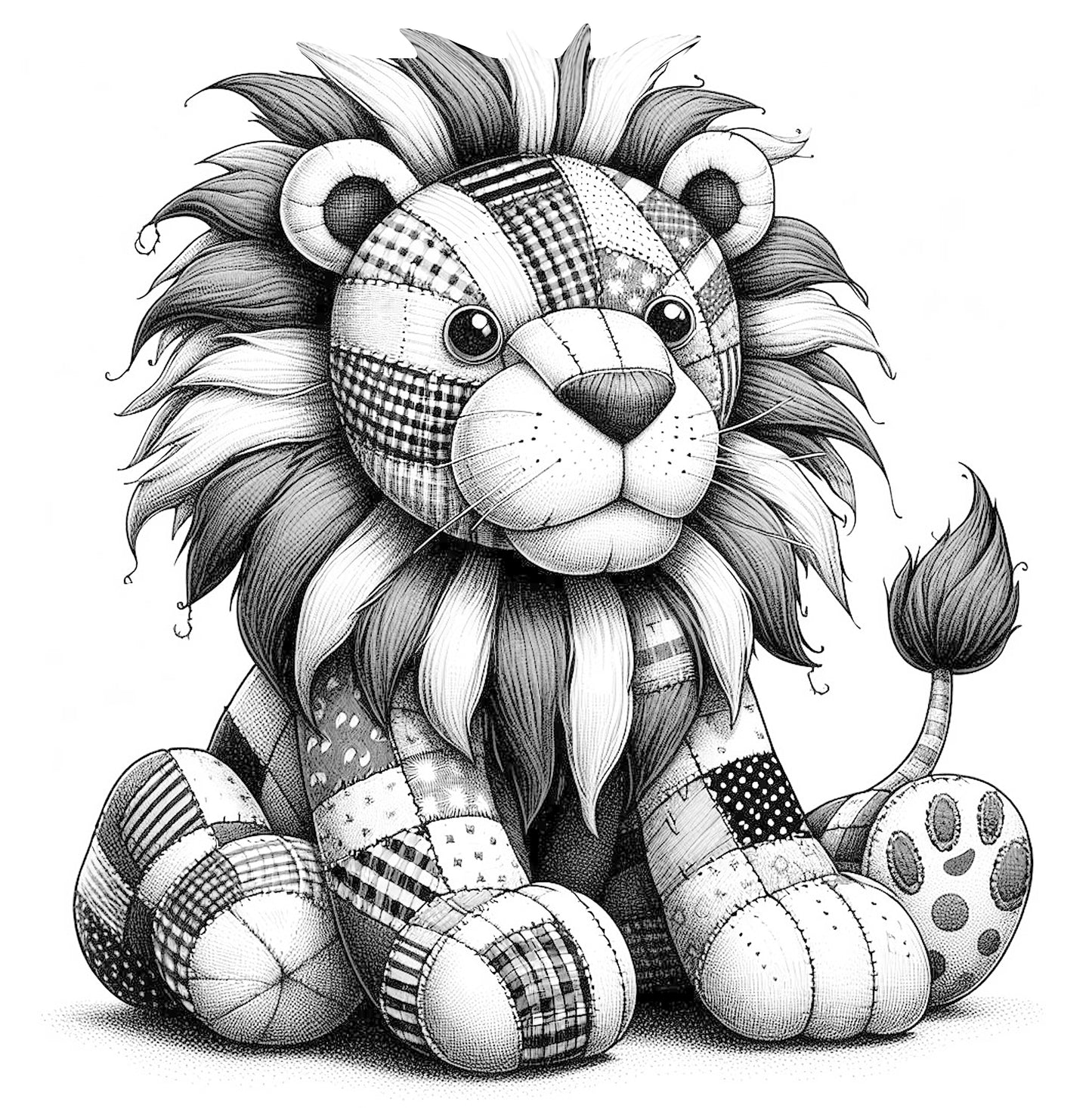 Patchwork Tiere Malbuch Graustufen (Digital)