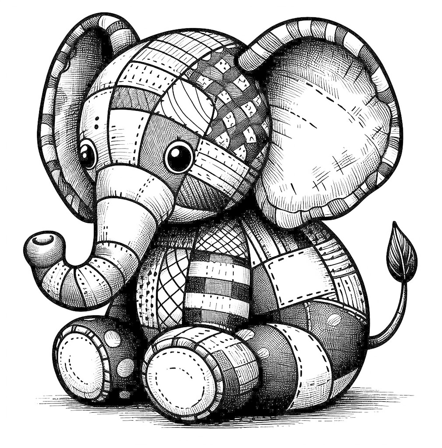 Patchwork Tiere Malbuch Graustufen (Digital)