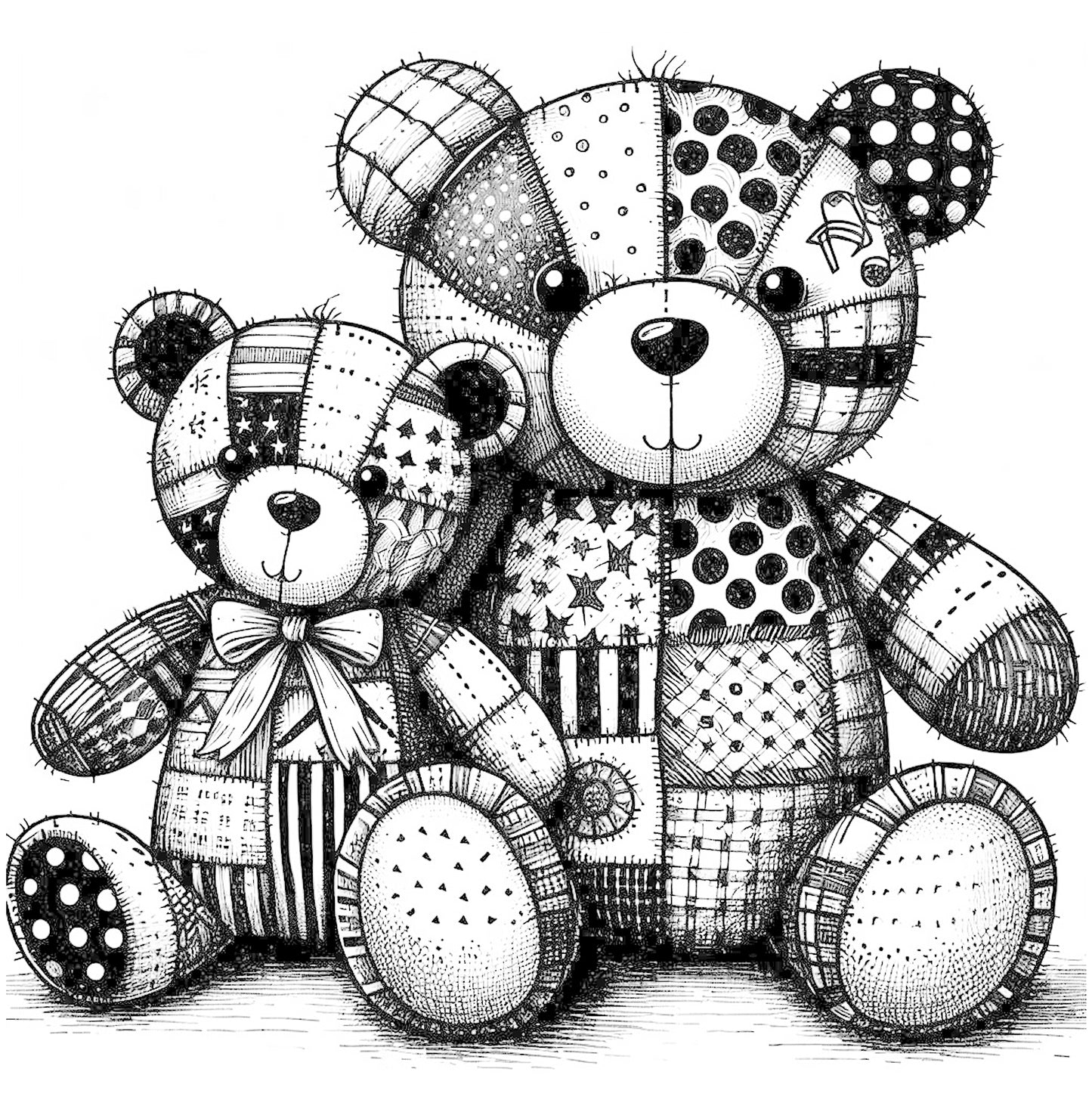 Patchwork Tiere Malbuch Graustufen (Digital)