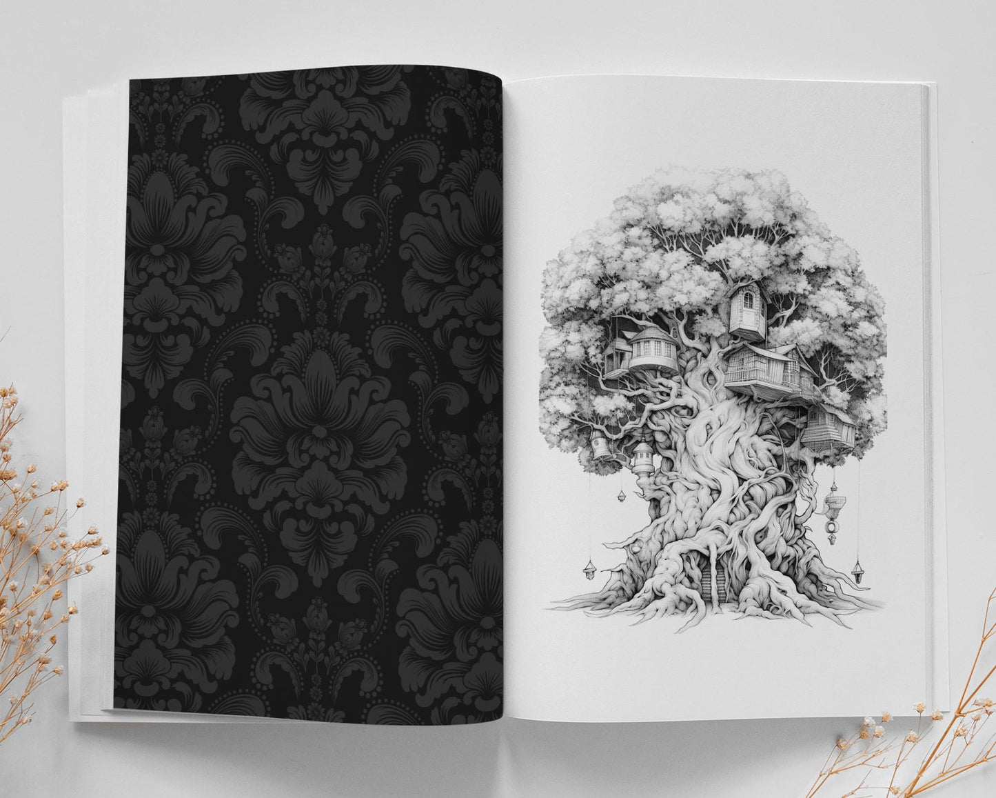 Bäume Malbuch für Erwachsene Graustufen (Buchdruck) - Monsoon Publishing