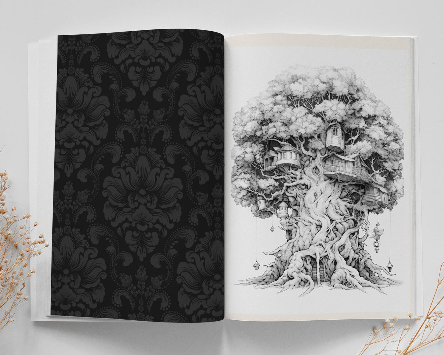 Bäume Malbuch für Erwachsene Graustufen (Buchdruck) - Monsoon Publishing