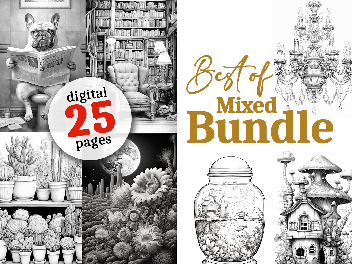 Best of Mix Malbuch Graustufen (Digital ) - Monsoon Publishing