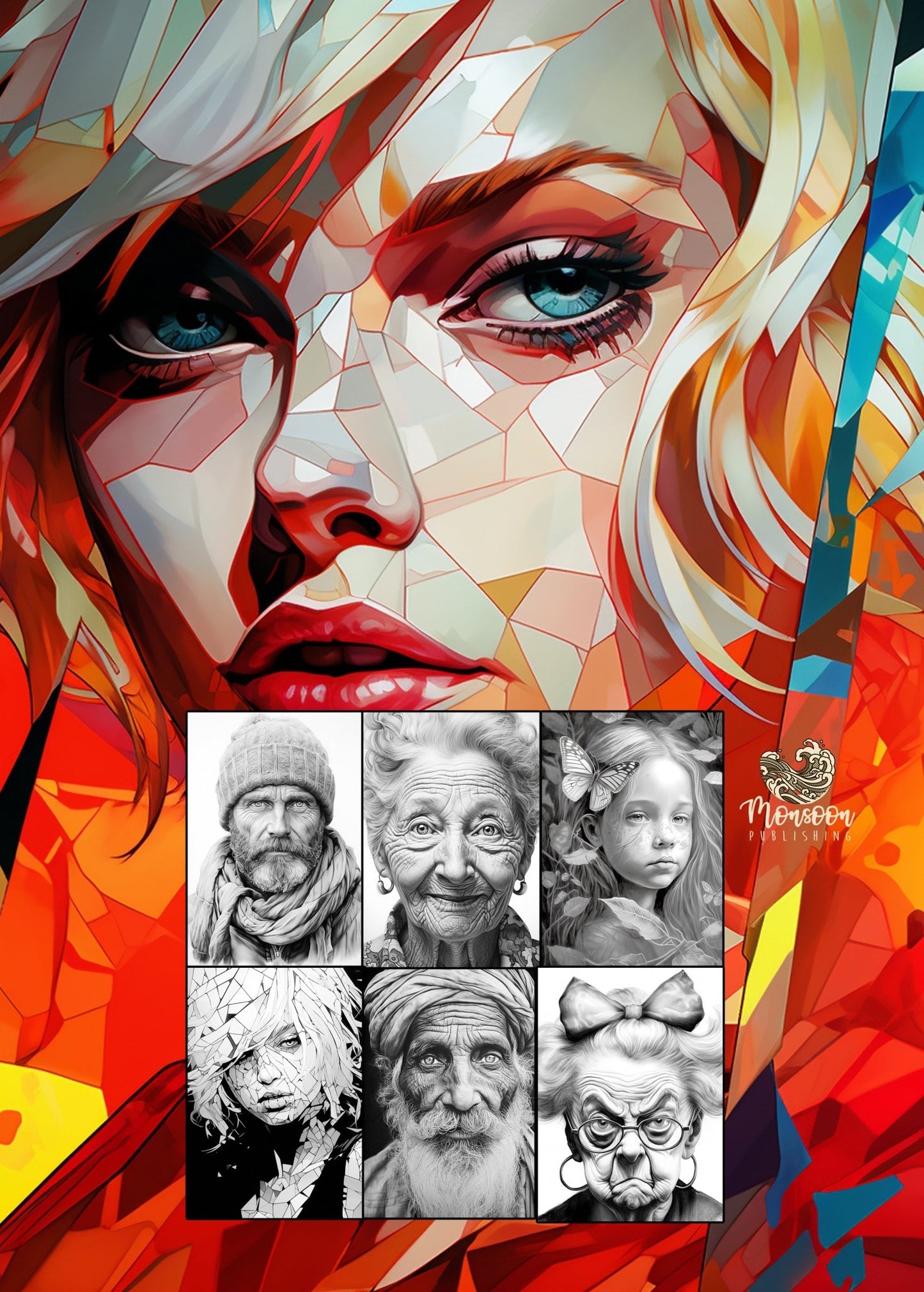 Best of Portraits Malbuch Graustufen (Buchdruck) - Monsoon Publishing