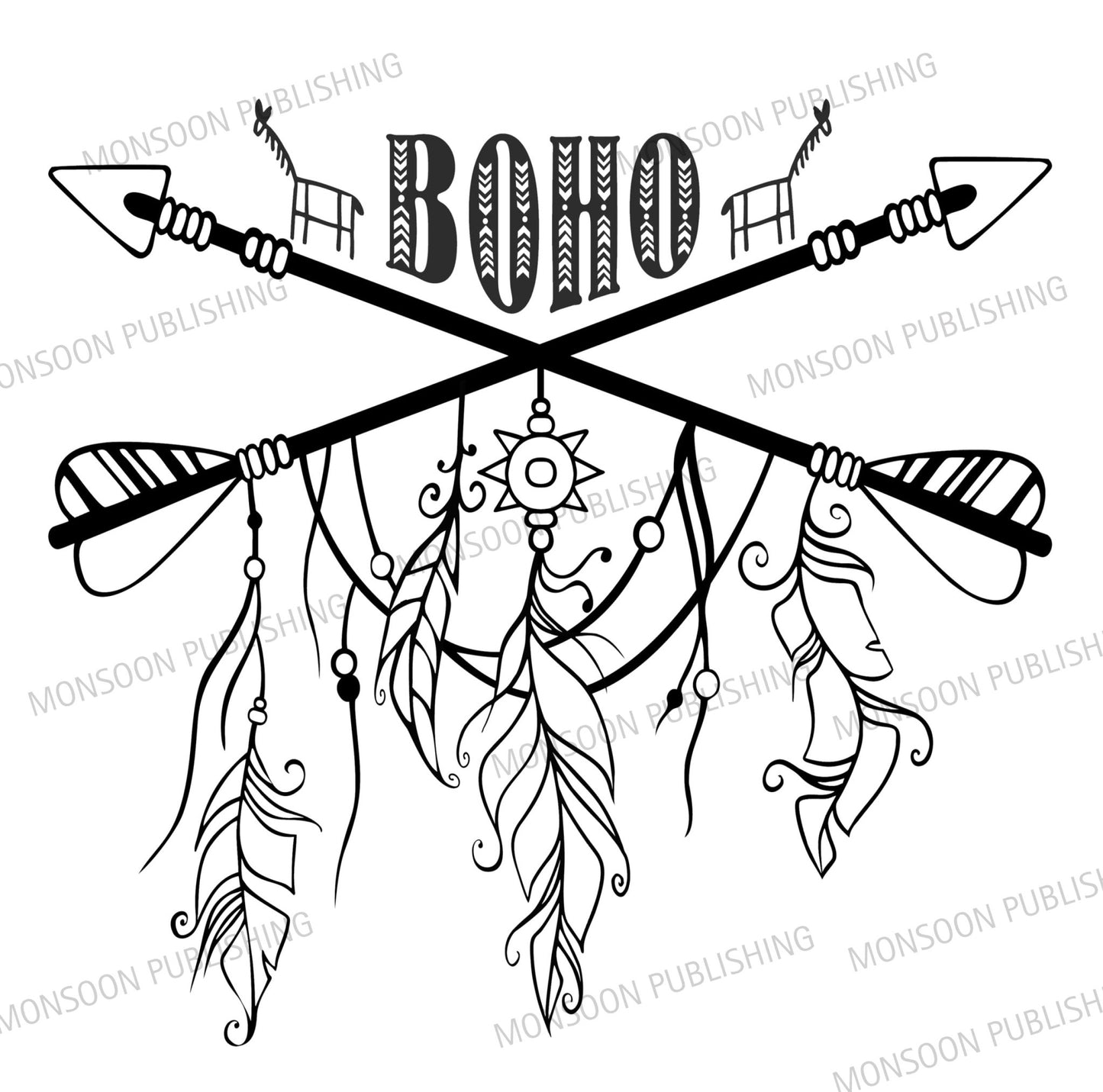 Boho Malbuch für Erwachsene (Buchdruck) - Monsoon Publishing