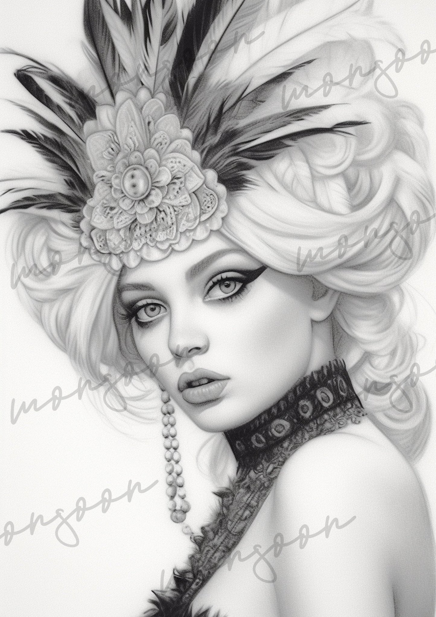 Brasilianisches Karneval Malbuch Graustufen (Digital) - Monsoon Publishing