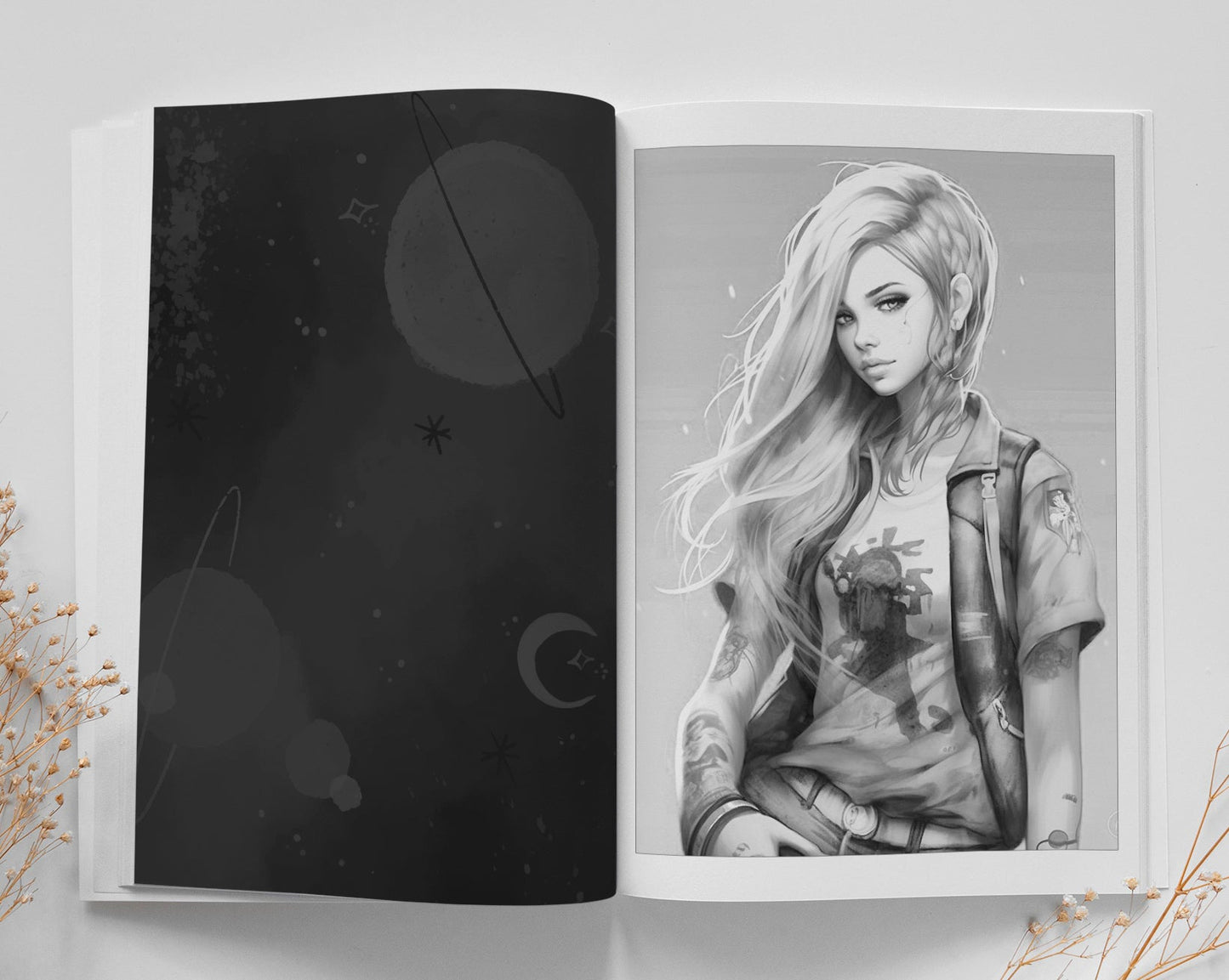 Celestial Punk Malbuch Graustufen (Buchdruck) - Monsoon Publishing