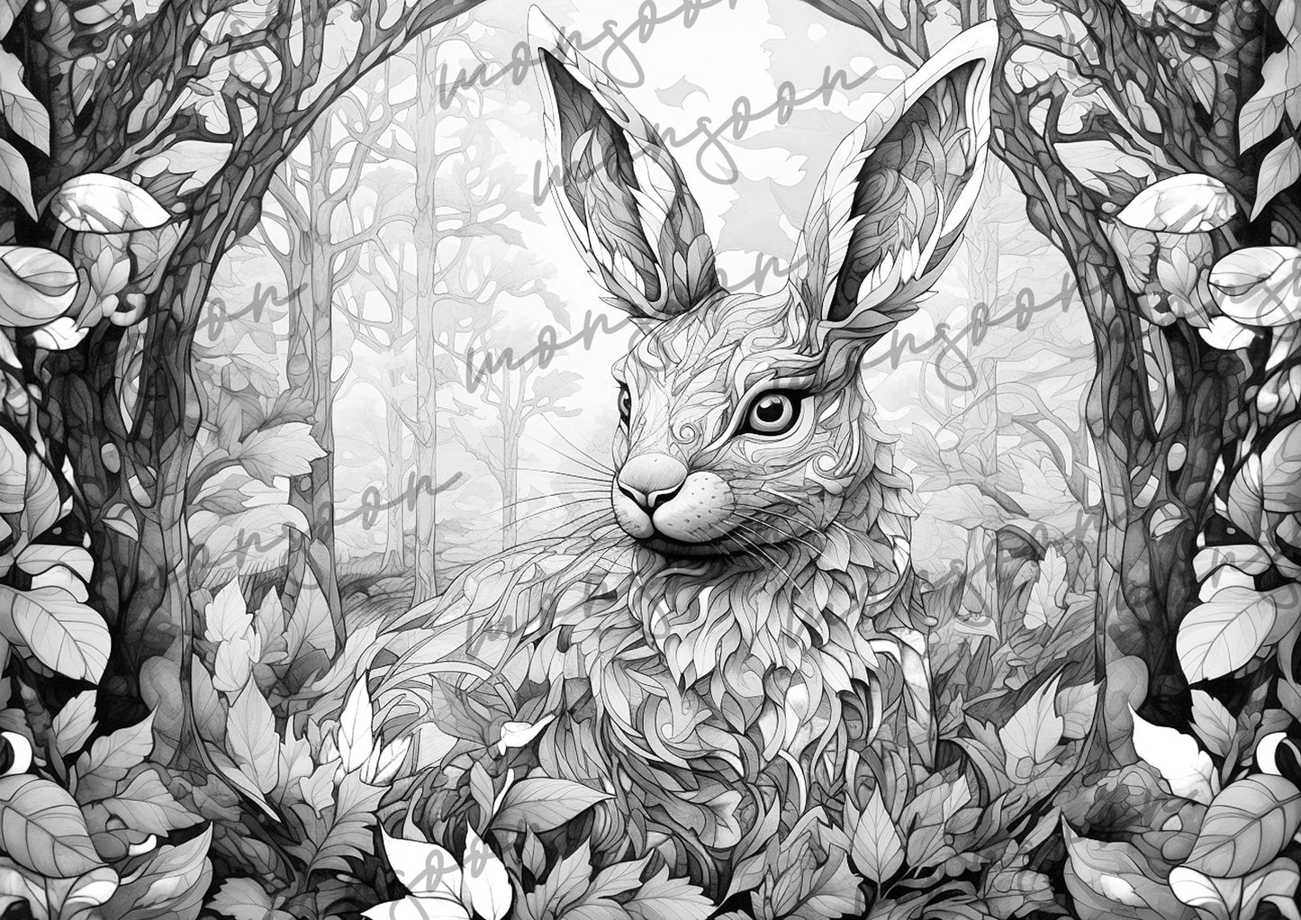 Dunkler Herbstwald Malbuch Graustufen (Digital) - Monsoon Publishing