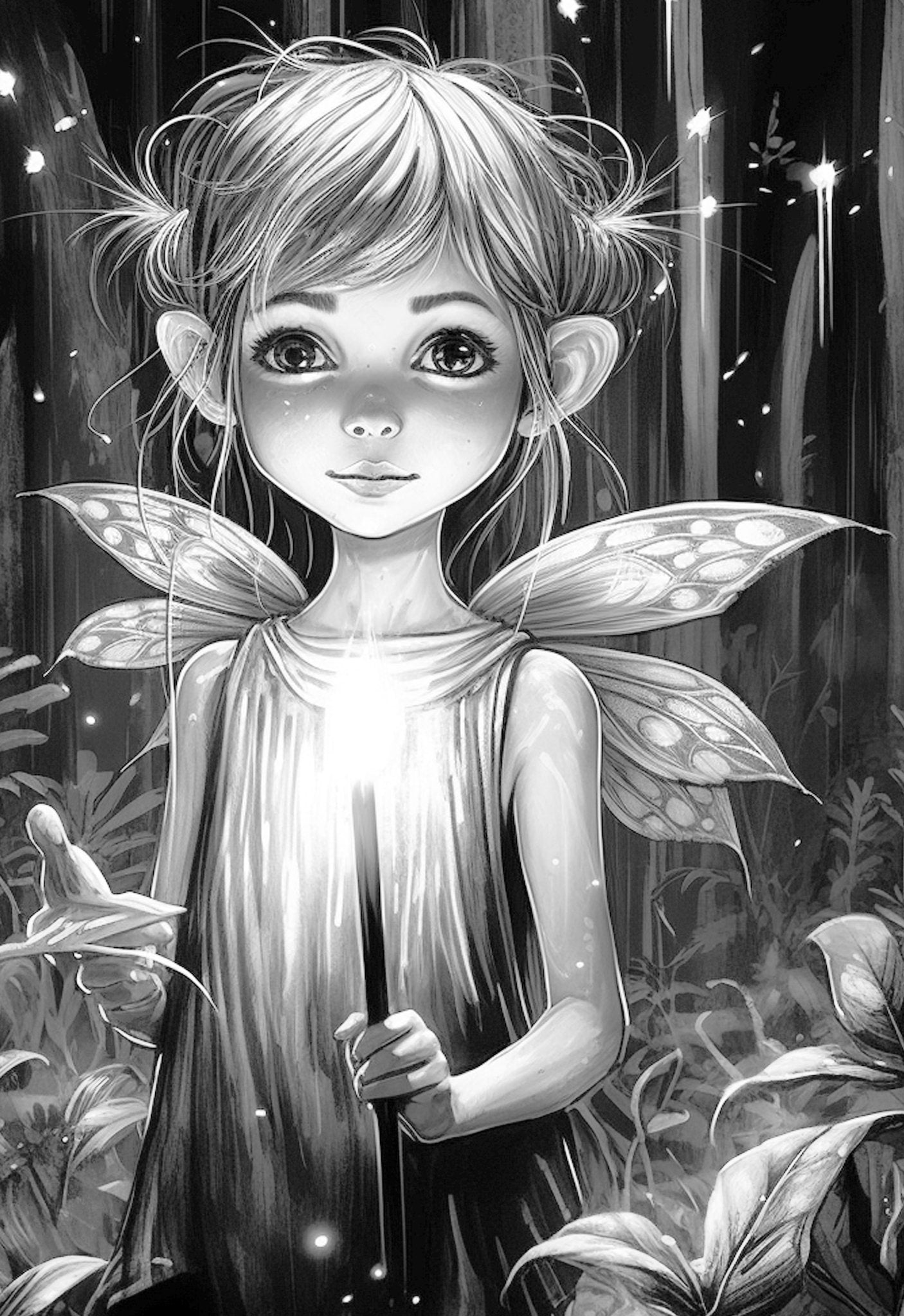Elfen in der Nacht Malbuch Graustufen (Digital) - Monsoon Publishing