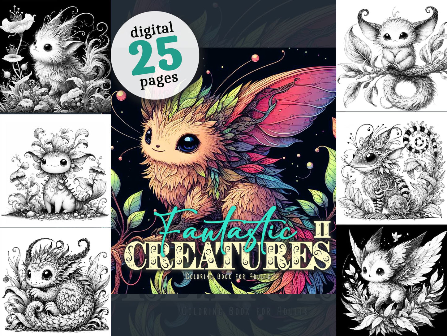 Fantastische Kreaturen Malbuch Graustufen 2 (Digital)