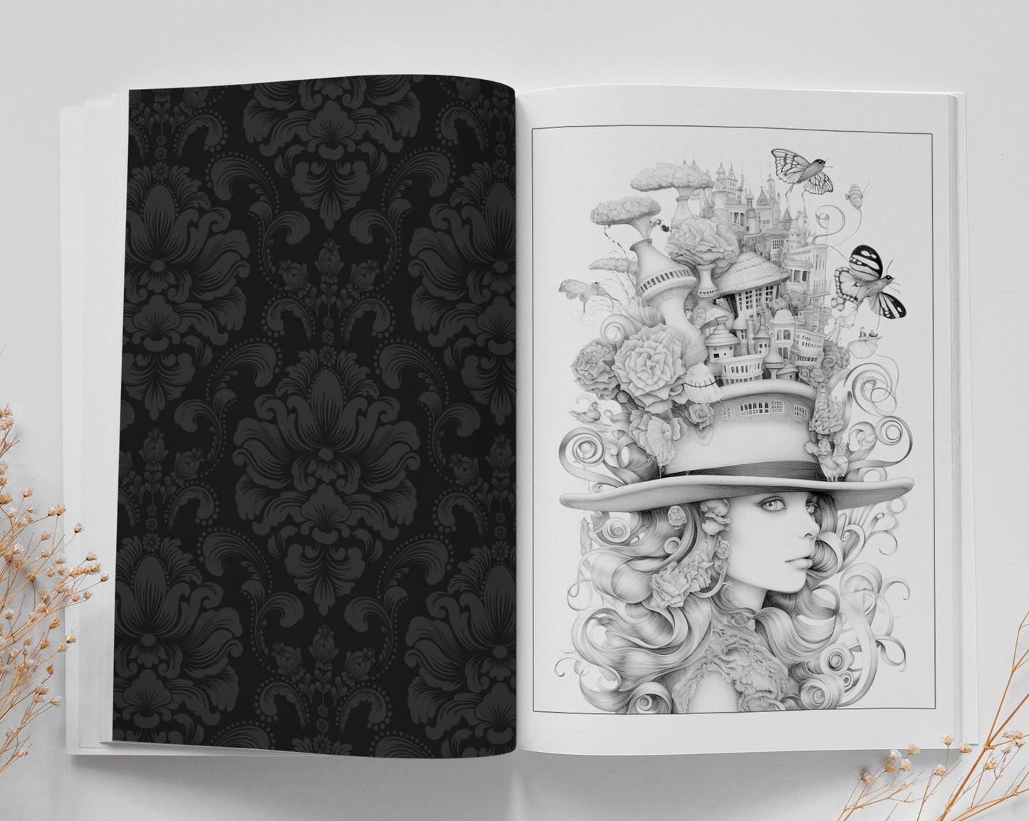 Fantasy Hüte Malbuch Graustufen (Buchdruck) - Monsoon Publishing