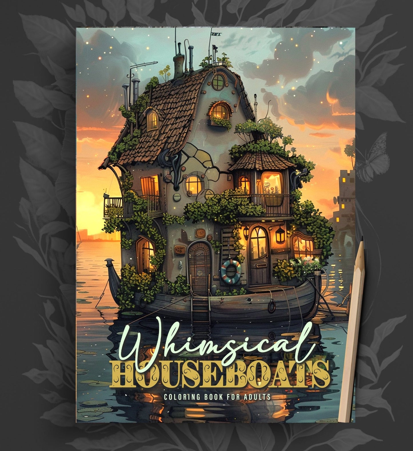 Feen Hausboote Malbuch Graustufen (Buchdruck) - Monsoon Publishing