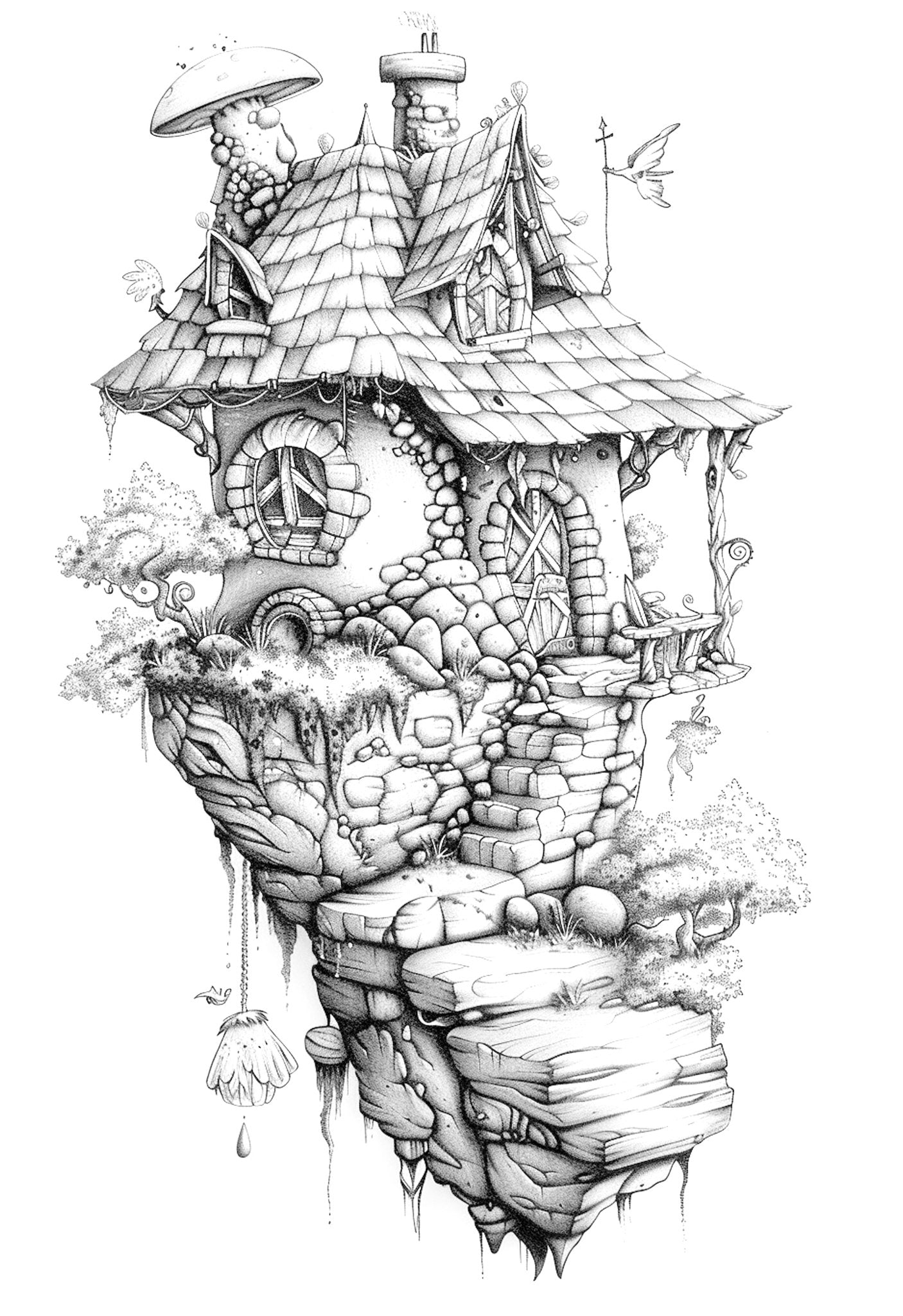 Fliegende Feen Häuschen Malbuch (Digital) - Monsoon Publishing
