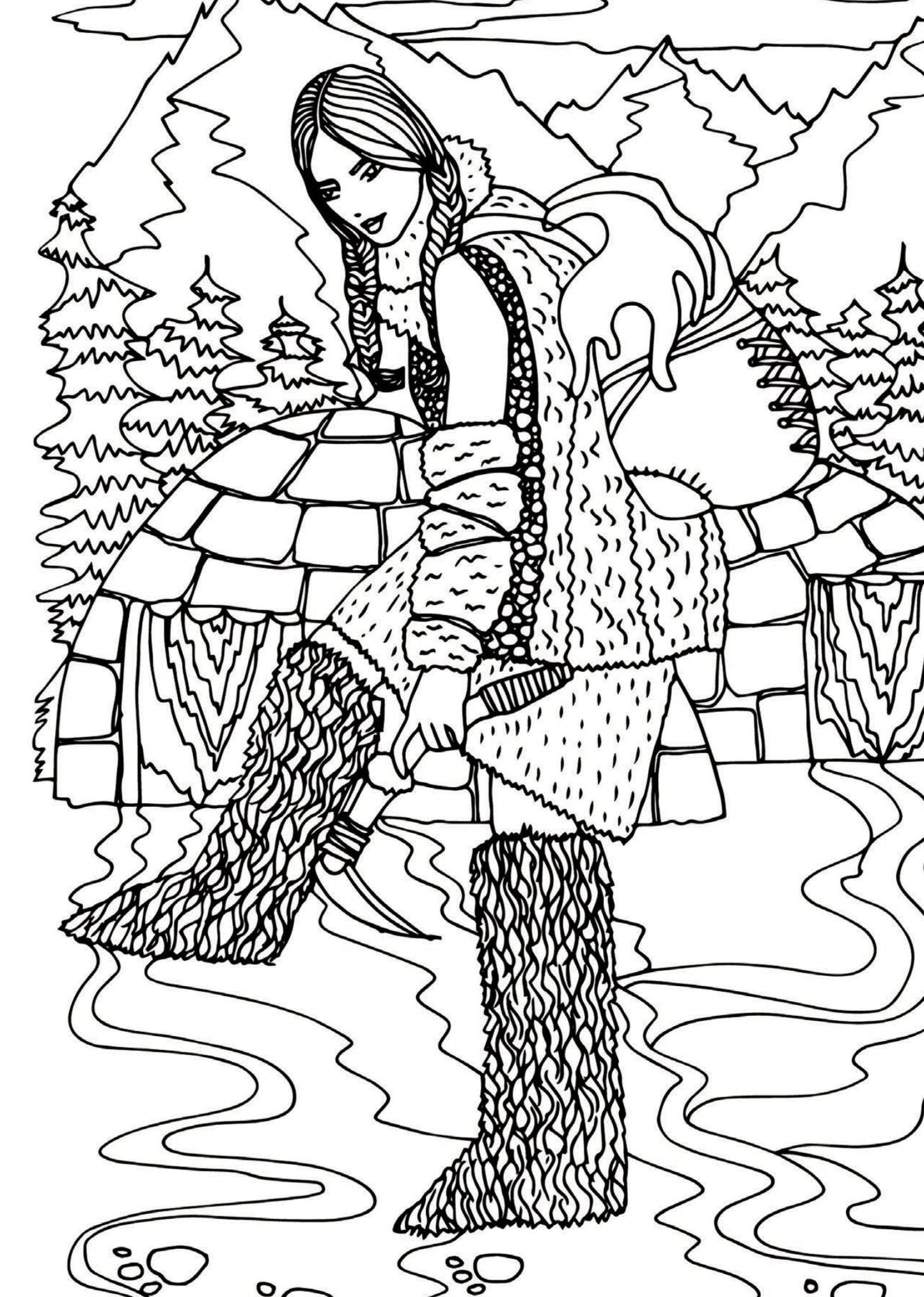 Frauen Folklore Malbuch (Digital) - Monsoon Publishing