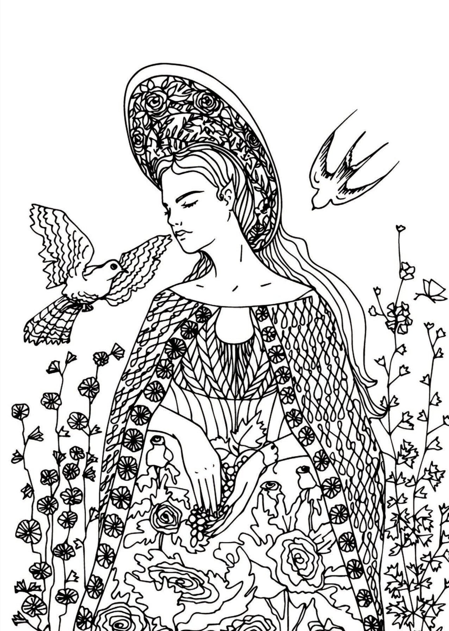 Frauen Folklore Malbuch für Erwachsene (Buchdruck) - Monsoon Publishing