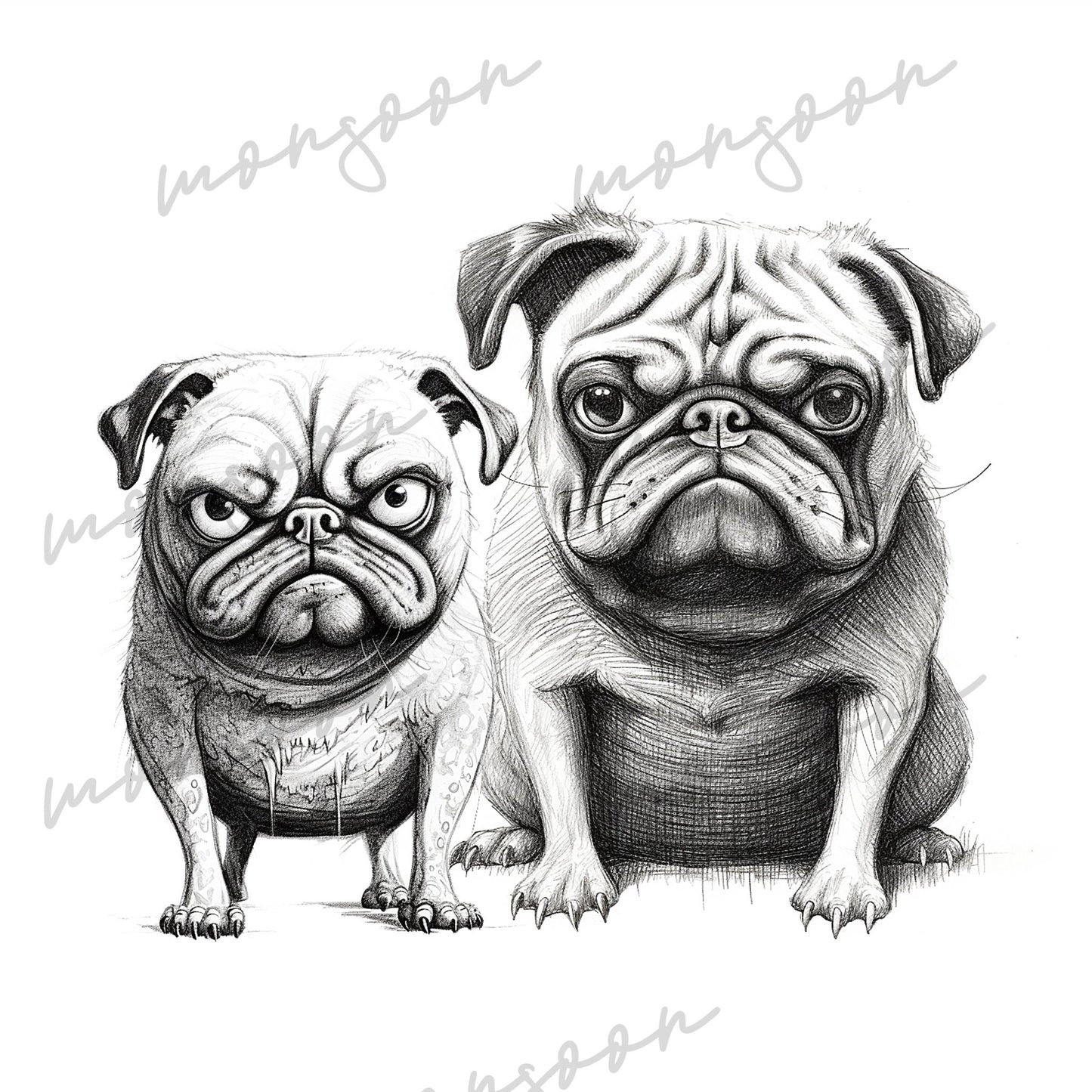 Grantige Hunde Malbuch Graustufen (Buchdruck) - Monsoon Publishing