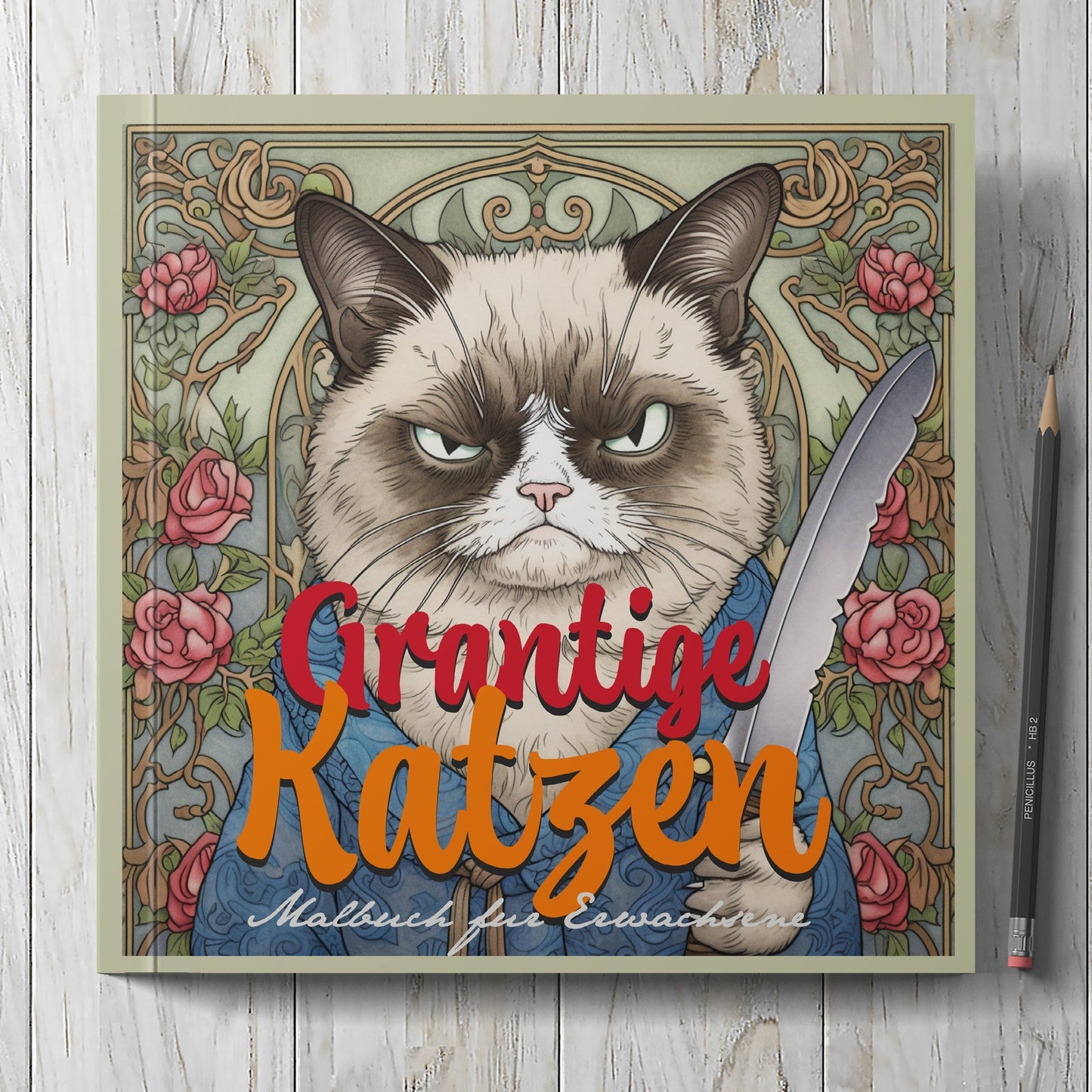 Grantige Katzen Malbuch Graustufen (Digital) - Monsoon Publishing