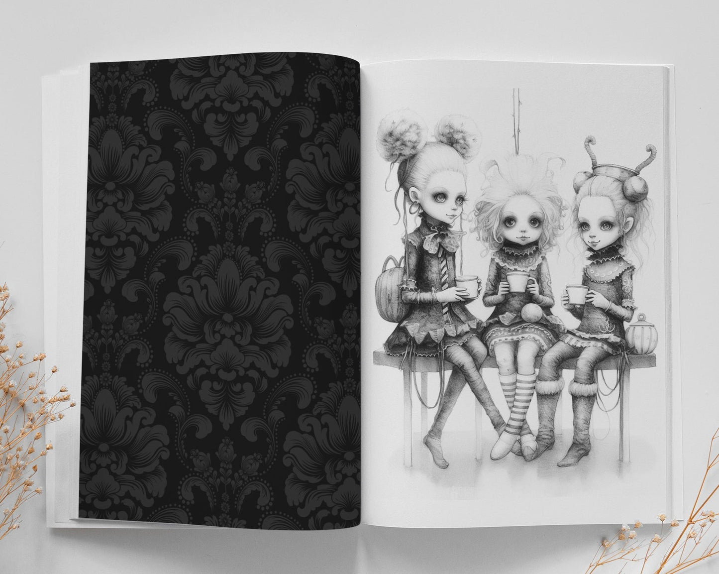 Grusel Puppen Malbuch Graustufen (Digital) - Monsoon Publishing