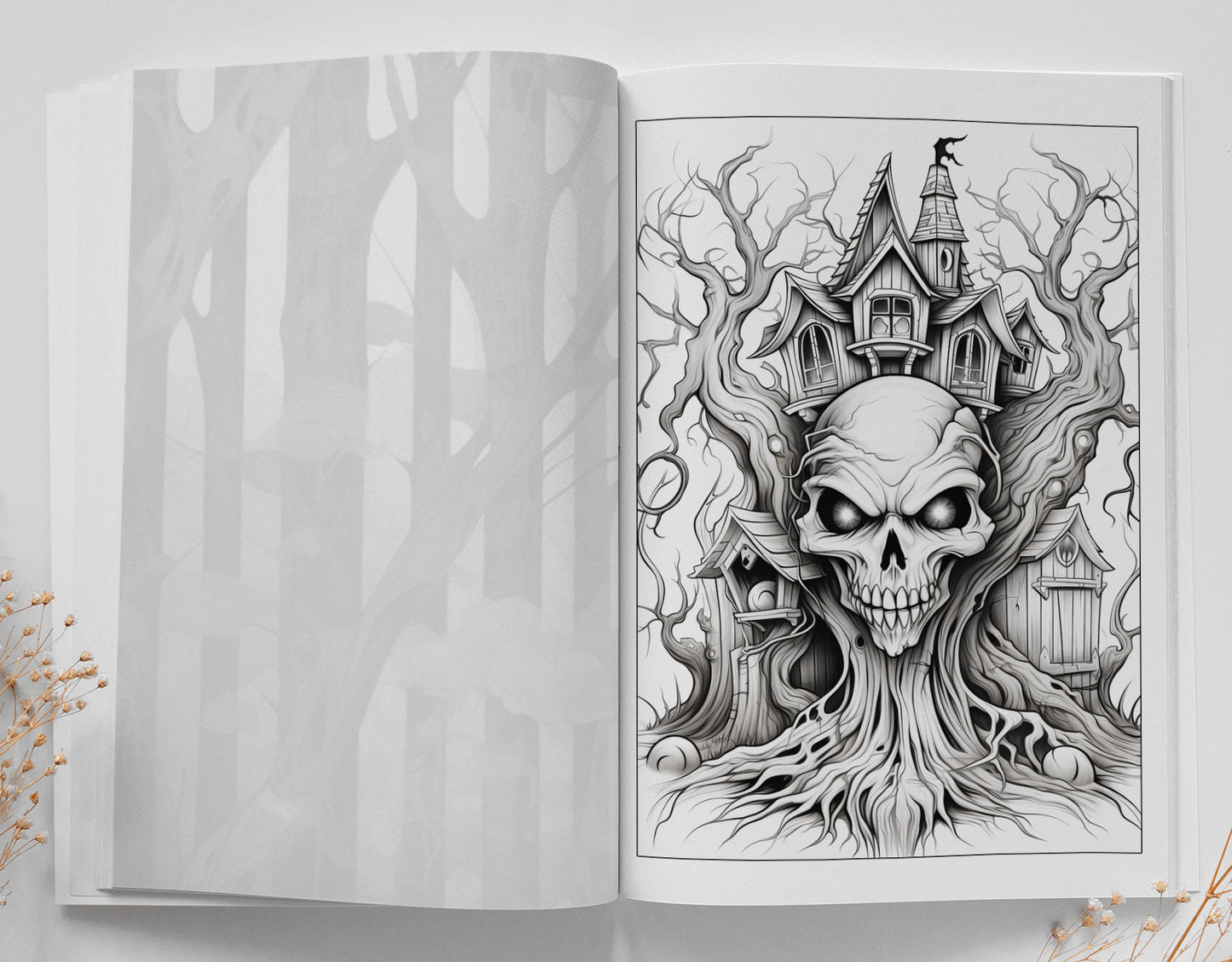 Halloween Malbuch Graustufen (Buchdruck) - Monsoon Publishing