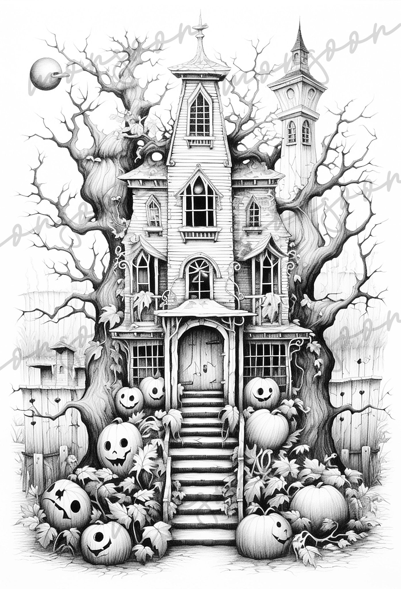 Halloween Malbuch Graustufen (Buchdruck) - Monsoon Publishing