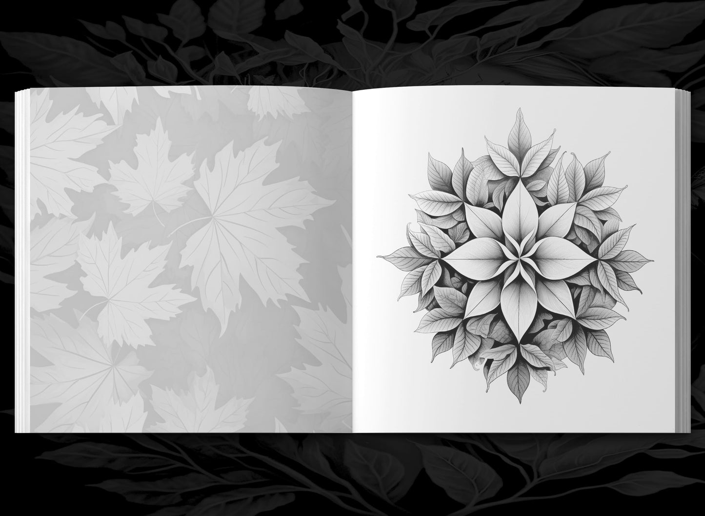 Herbst Mandala Malbuch Graustufen (Digital)