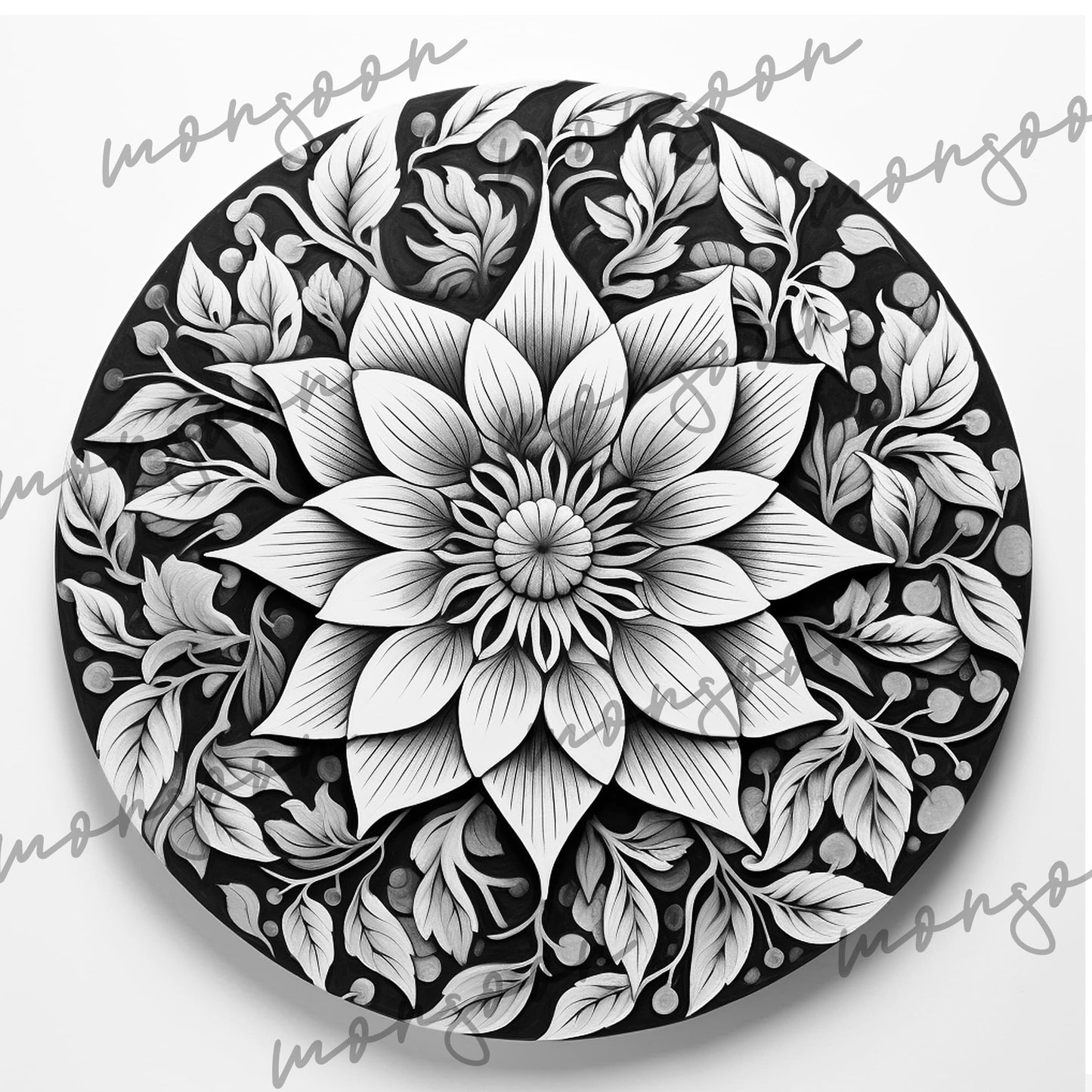 Herbst Mandala Malbuch Graustufen (Digital)