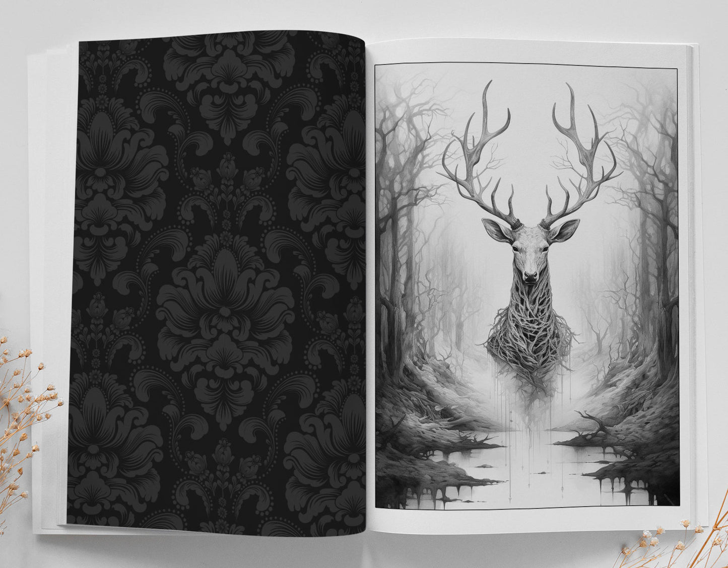 Hirsche Malbuch Graustufen (Digital) - Monsoon Publishing