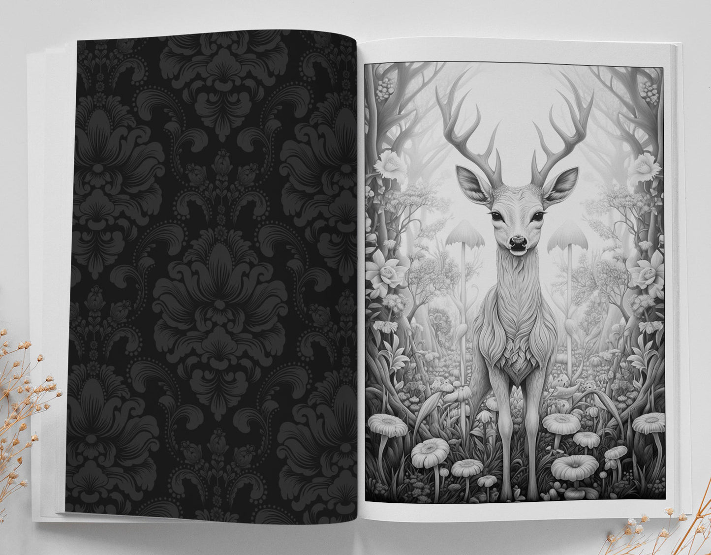 Hirsche Malbuch Graustufen (Digital) - Monsoon Publishing