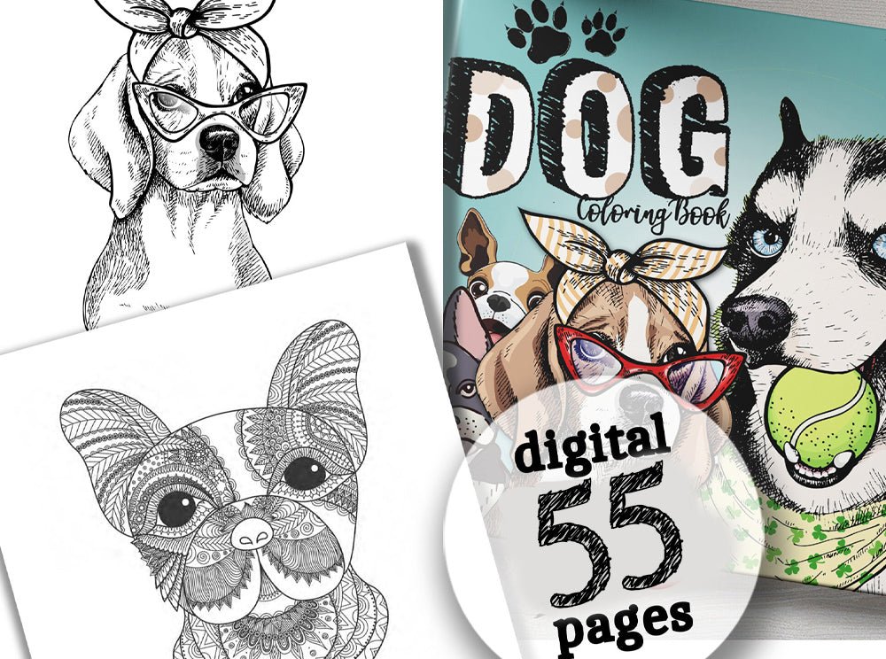 Hunde Malbuch für Erwachsene (Digital) - Monsoon Publishing
