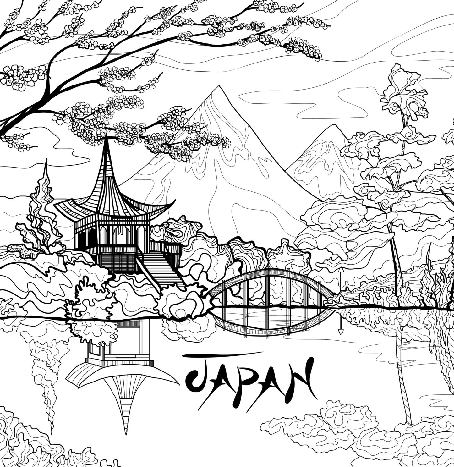 Japan Malbuch für Erwachsene (Buchdruck) - Monsoon Publishing