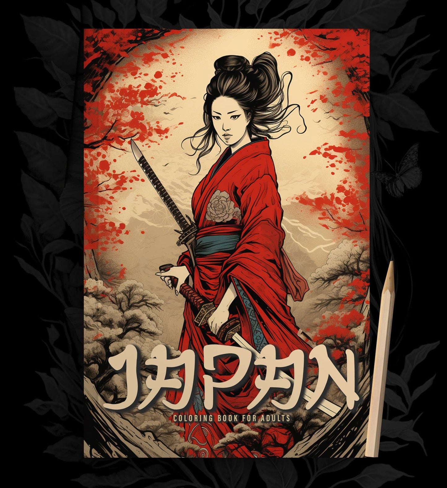 Japan Malbuch für Erwachsene Graustufen (Buchdruck) - Monsoon Publishing