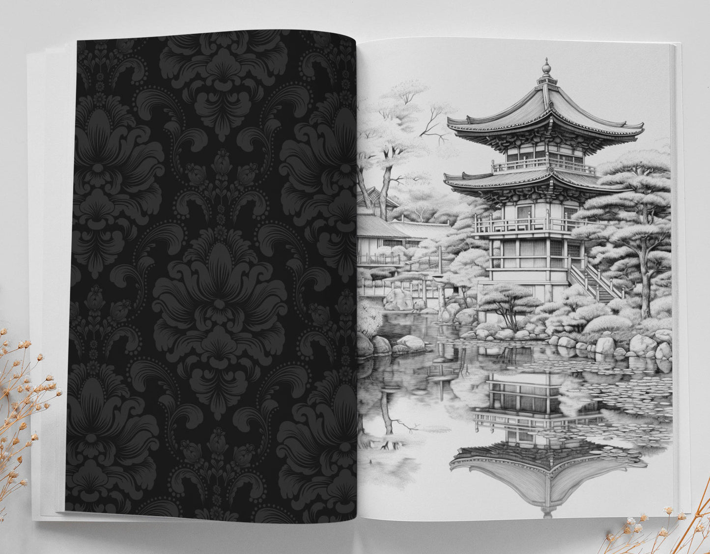 Japan Malbuch für Erwachsene Graustufen (Digital) - Monsoon Publishing