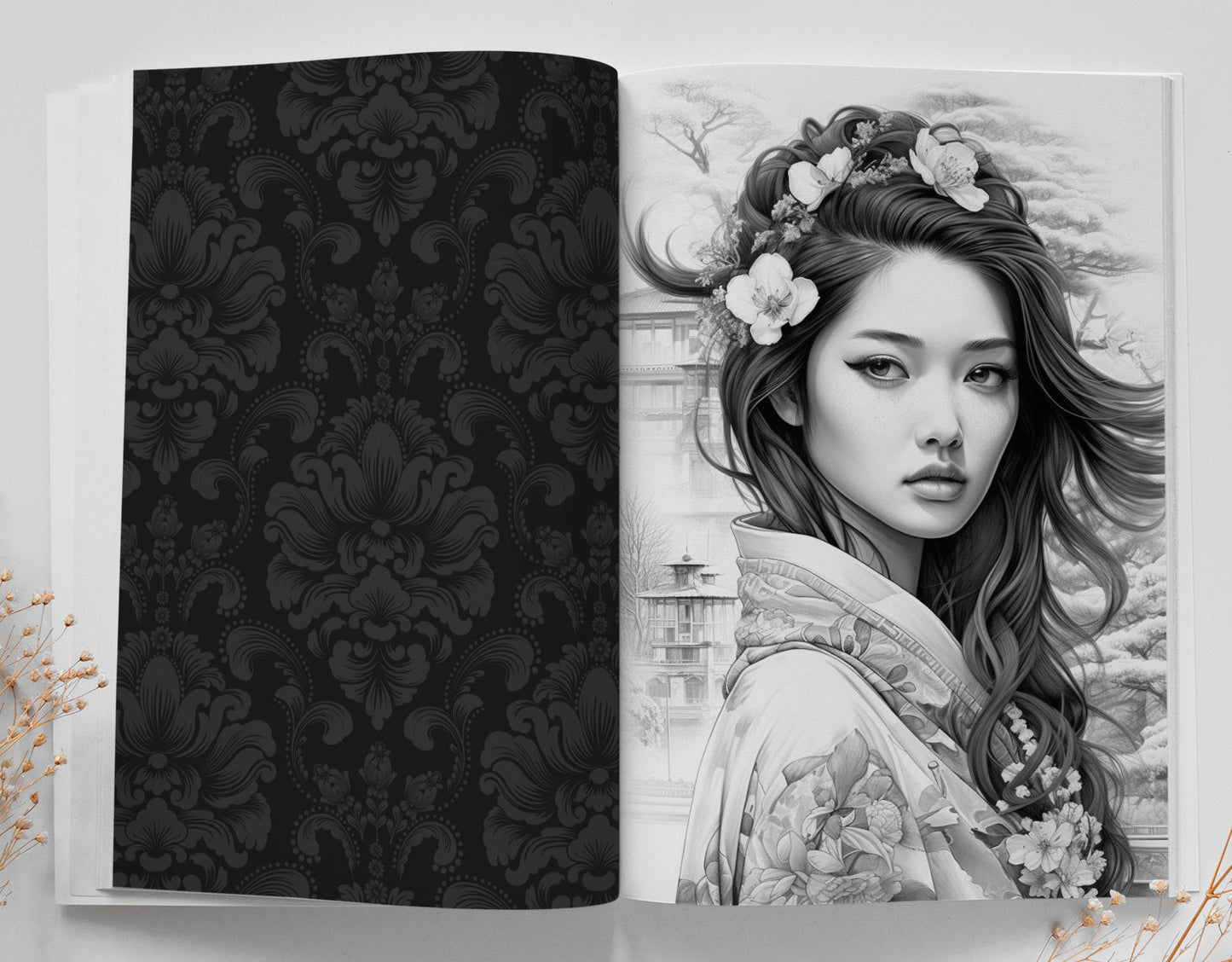 Japan Malbuch für Erwachsene Graustufen (Digital) - Monsoon Publishing