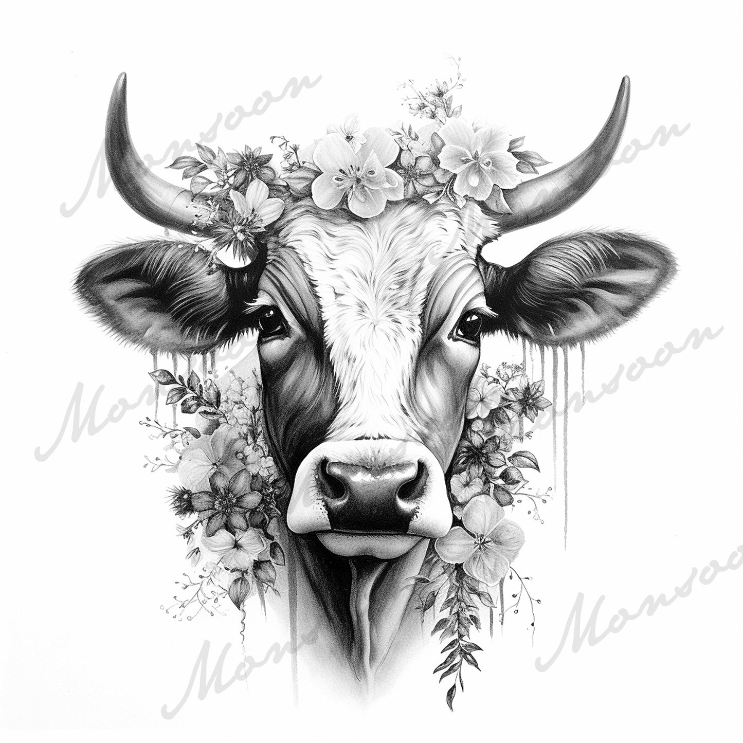 Kühe Malbuch Graustufen (Digital) - Monsoon Publishing