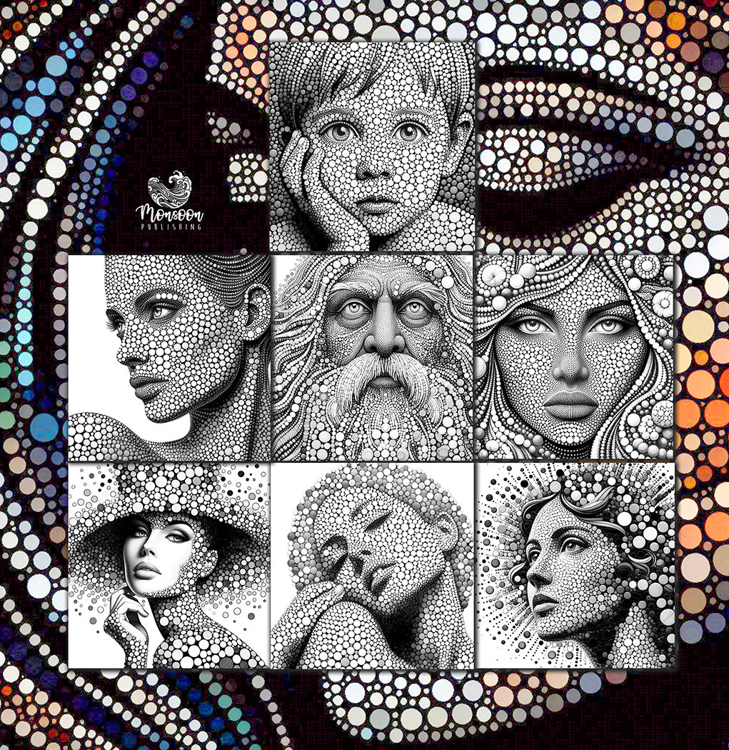 dot painting mosaik malbuch portraits monsoon publishing