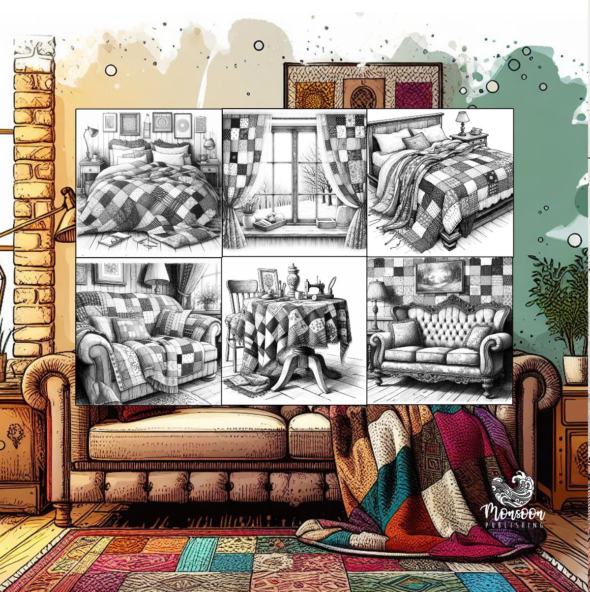 patchwork haus malbuch monsoon publishing