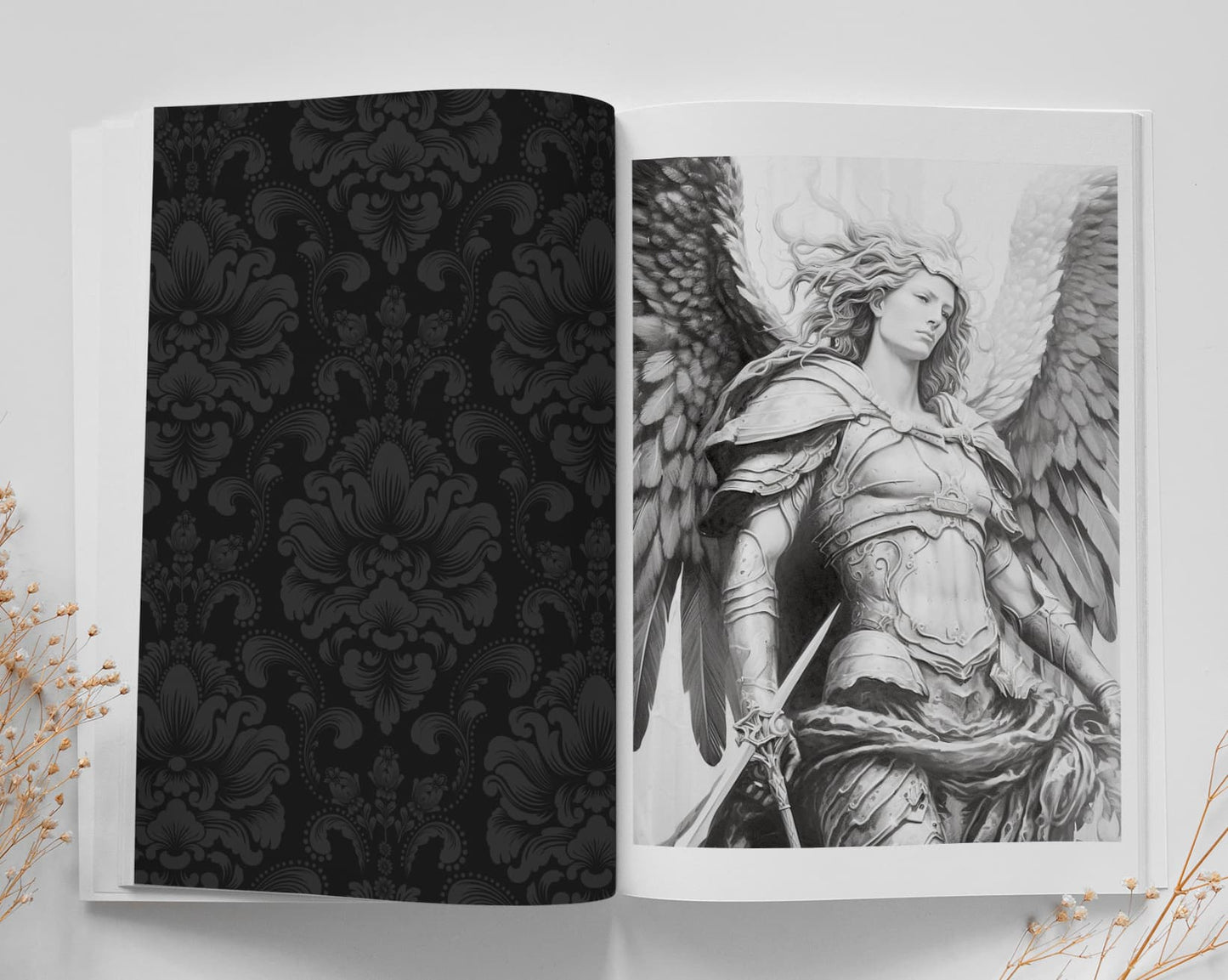 Schutzengel Malbuch Graustufen (Buchdruck)