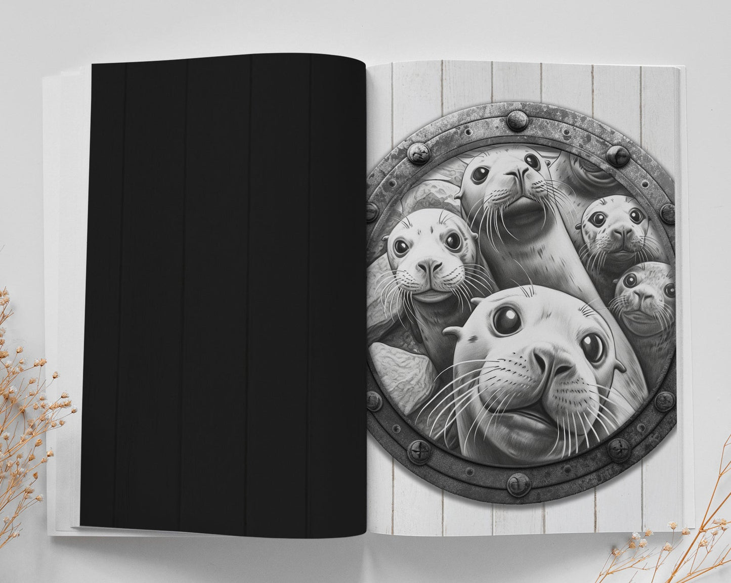 Selfie Tiere Malbuch Graustufen (Digital) - Monsoon Publishing