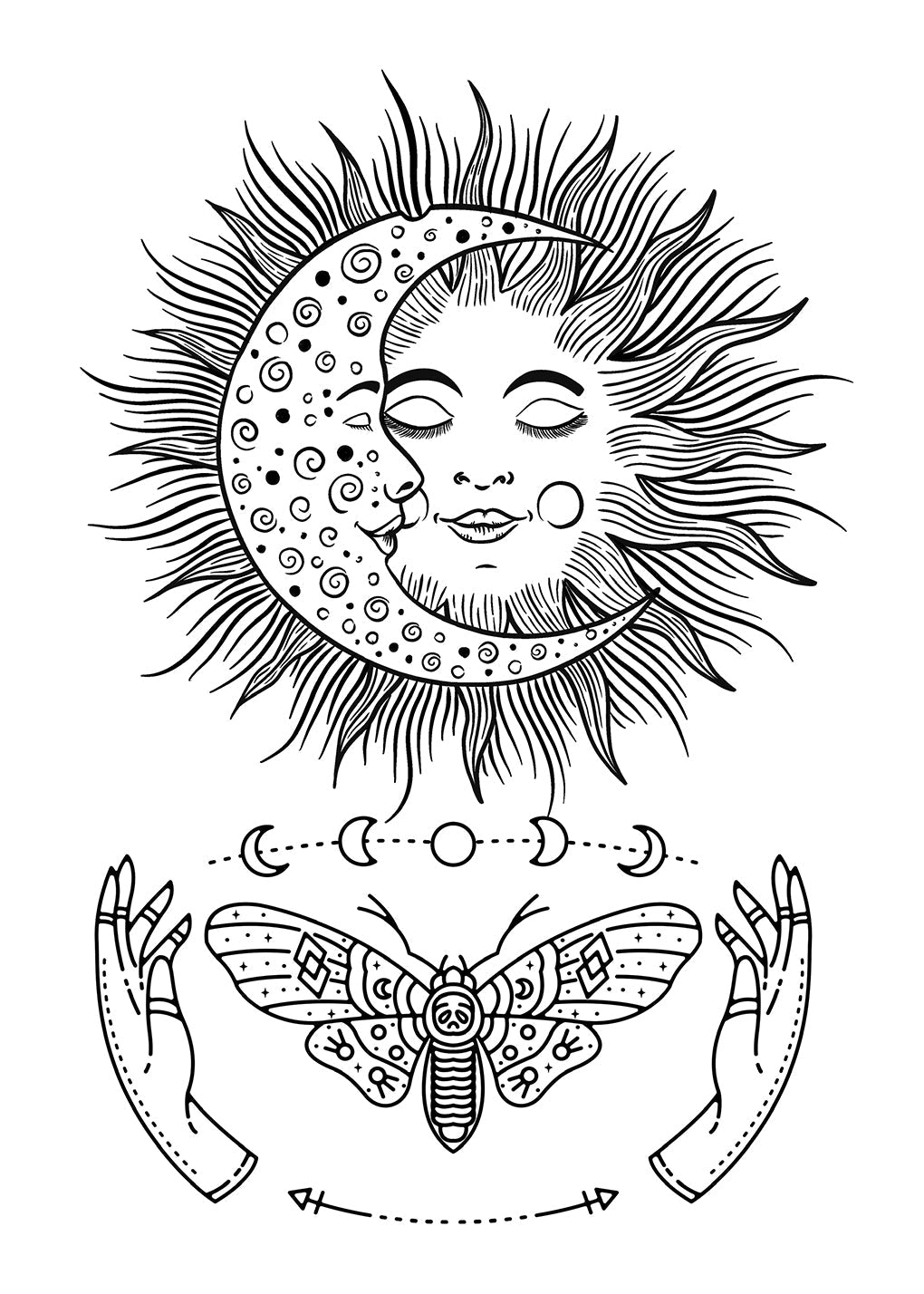 Sonne Mond Sterne Malbuch für Erwachsene (Digital) - Monsoon Publishing