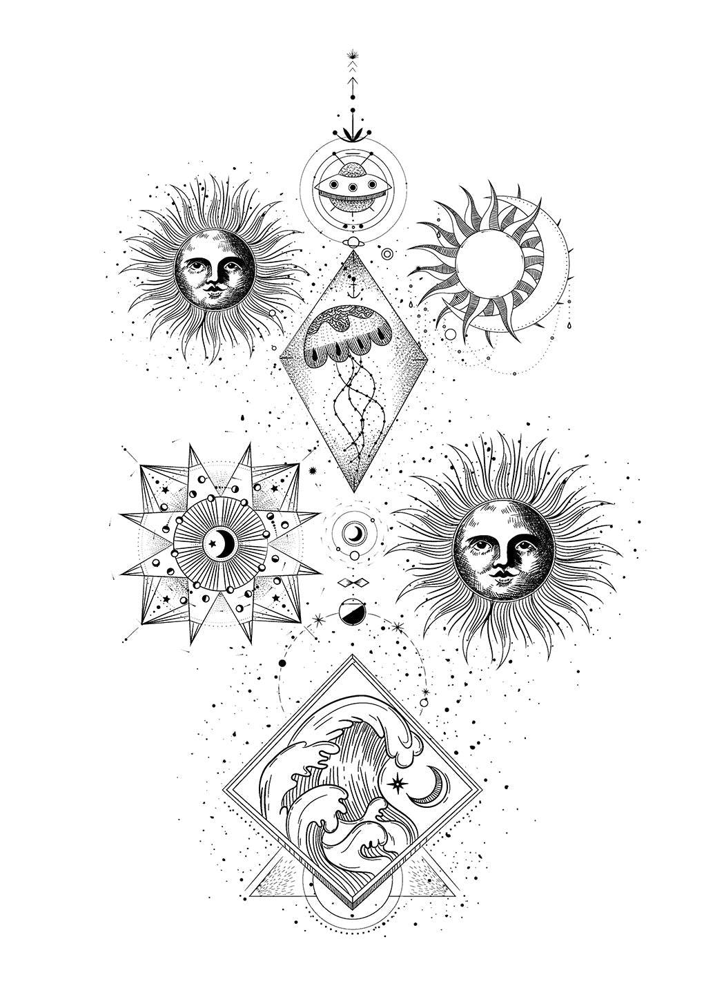 Sonne Mond Sterne Malbuch für Erwachsene (Digital) - Monsoon Publishing