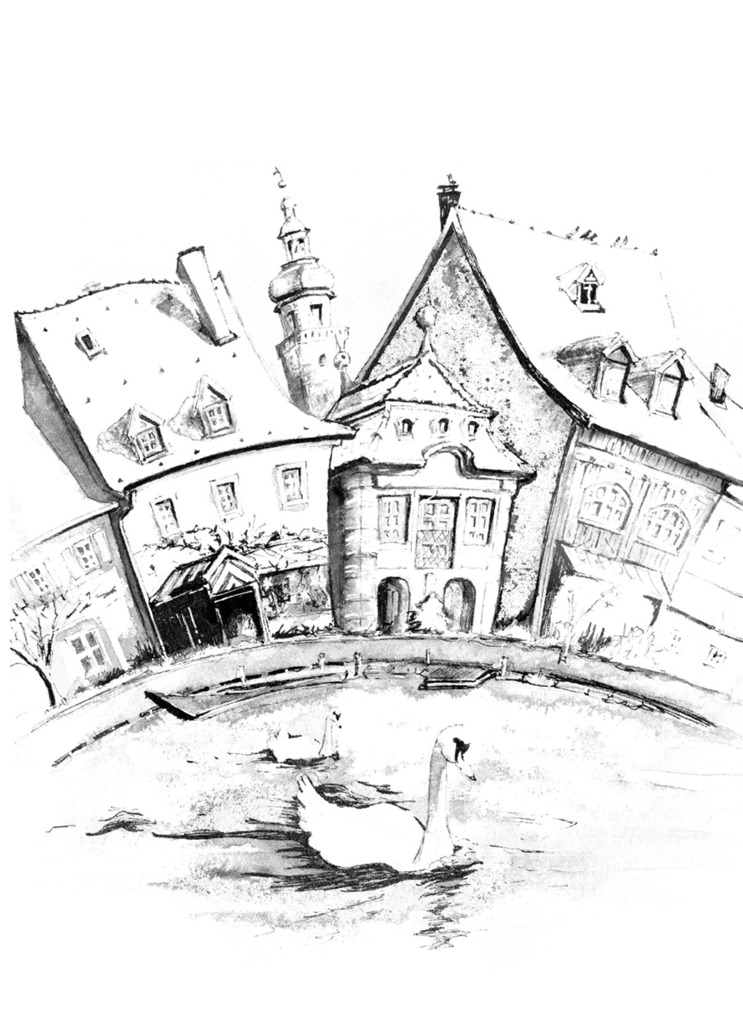 Städte Häuser Burgen Malbuch für Erwachsene (Digital) - Monsoon Publishing