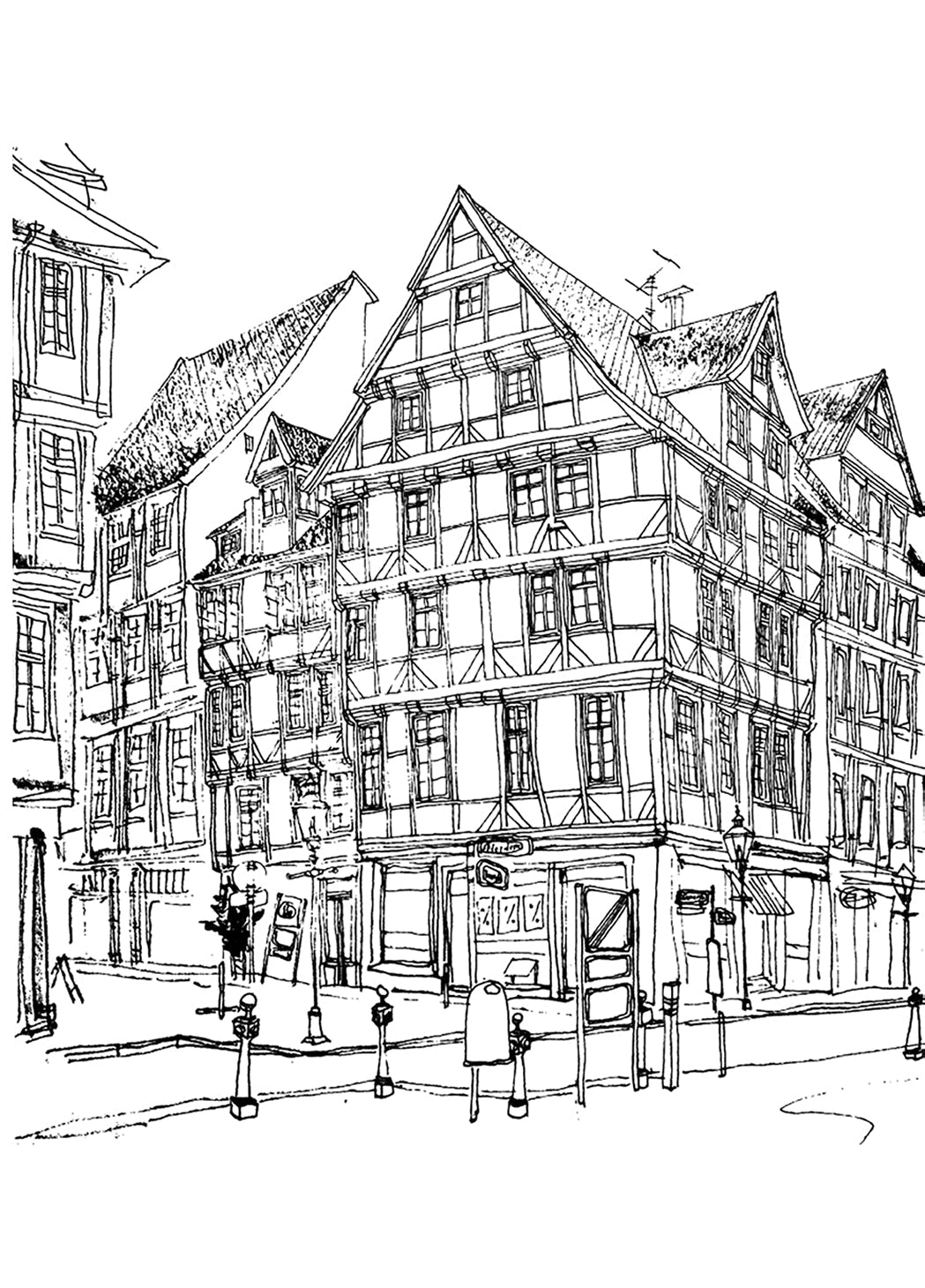 Städte Häuser Burgen Malbuch für Erwachsene (Digital) - Monsoon Publishing