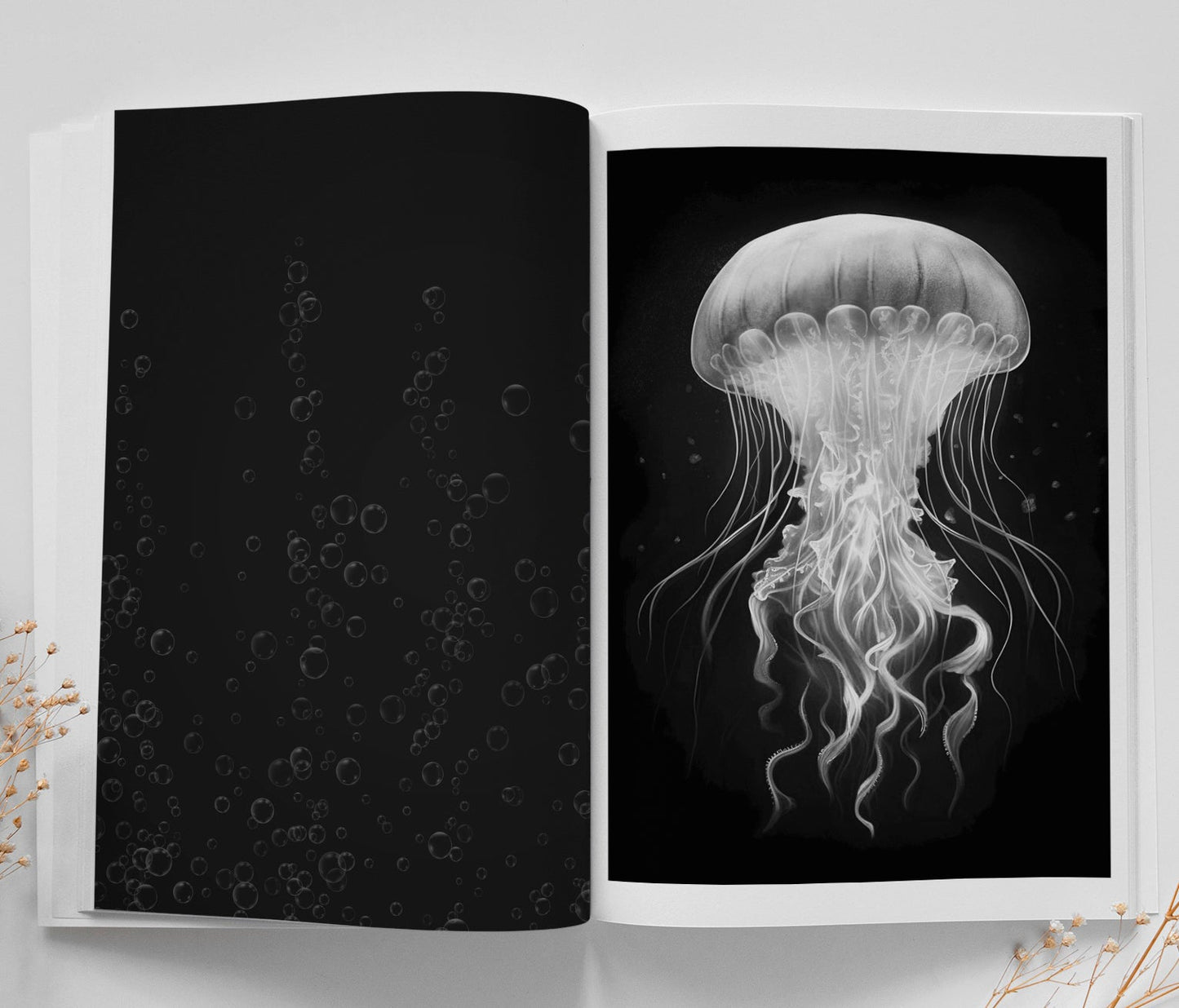 Tiefsee Quallen Ozean Graustufen Malbuch (Digital) - Monsoon Publishing