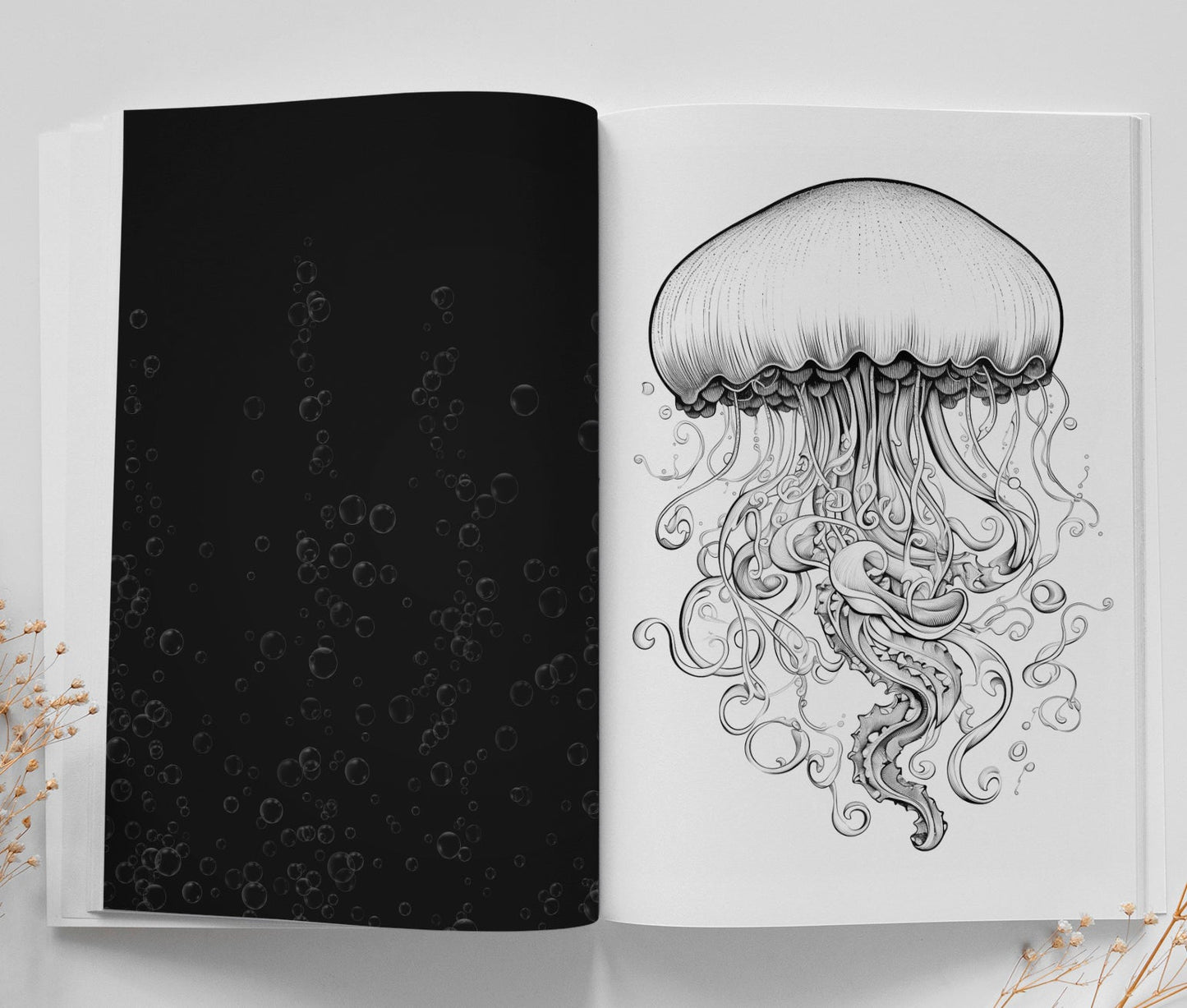 Tiefsee Quallen Ozean Graustufen Malbuch (Digital) - Monsoon Publishing