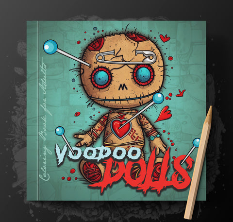 Voodoo Puppen Graustufen Malbuch (Buchdruck)