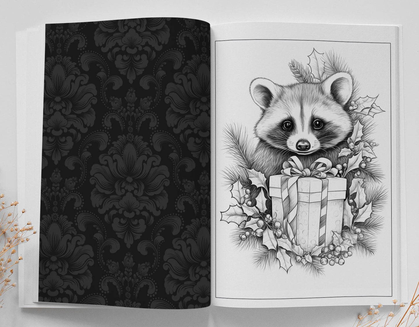 Weihnachts - Tiere Malbuch Graustufen (Buchdruck) - Monsoon Publishing