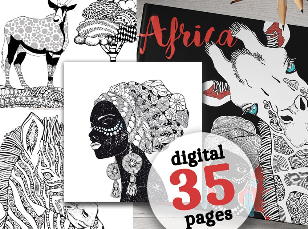 Afrika Malbuch für Erwachsene (Digital) - Monsoon Publishing