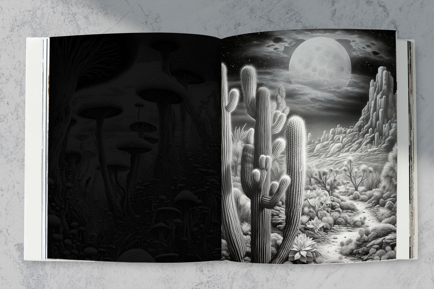 Alien Landschaften Malbuch Graustufen (Digital) - Monsoon Publishing
