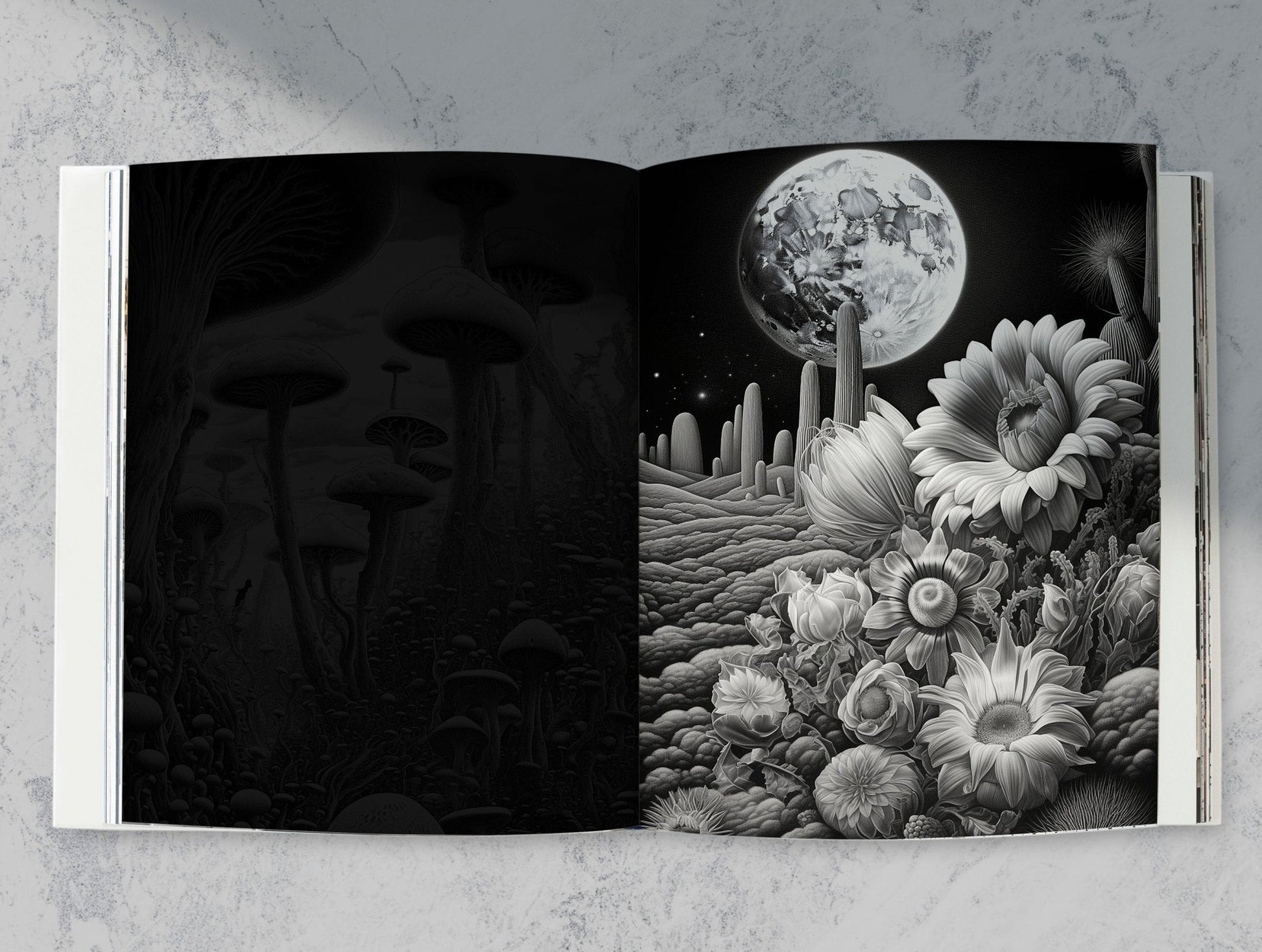 Alien Landschaften Malbuch Graustufen (Digital) - Monsoon Publishing