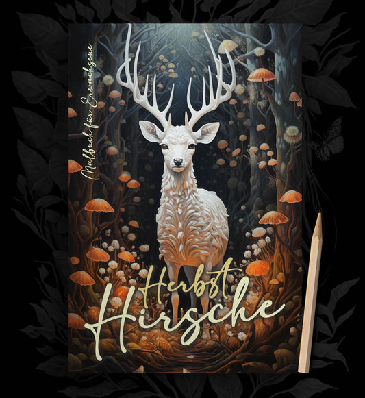 Herbst Hirsche Malbuch Graustufen (Buchdruck)