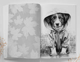 Herbst Hunde Malbuch Graustufen (Buchdruck)